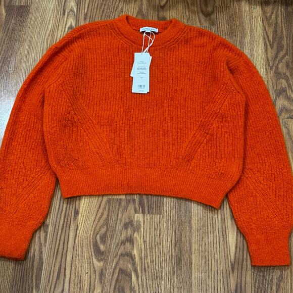 Veronica Beard in deep orange Mohair blend Melinda Crew Neck Sweater sz L - Picture 8 of 11